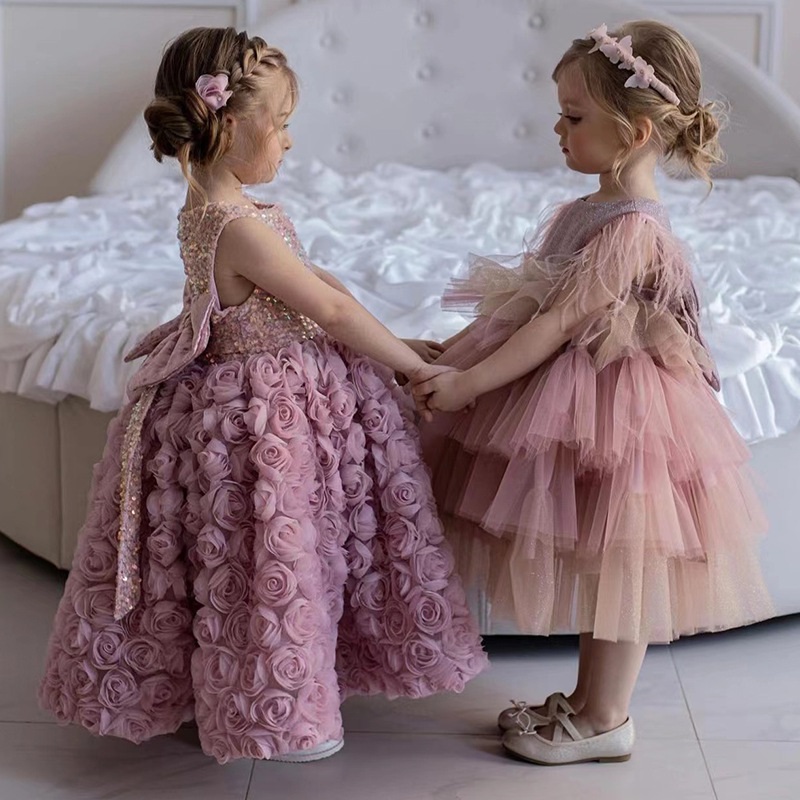 Vestido sin mangas de princesa rosa deslumbrante