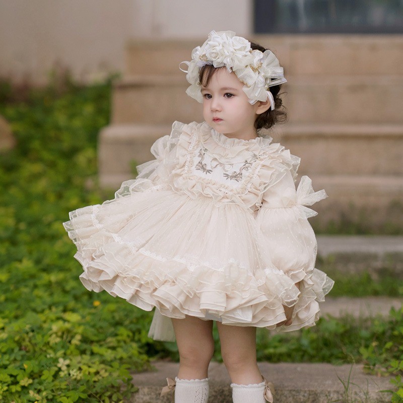 Vestido de disfraz con lazo de encaje y tutú de lolita blanca de lujo