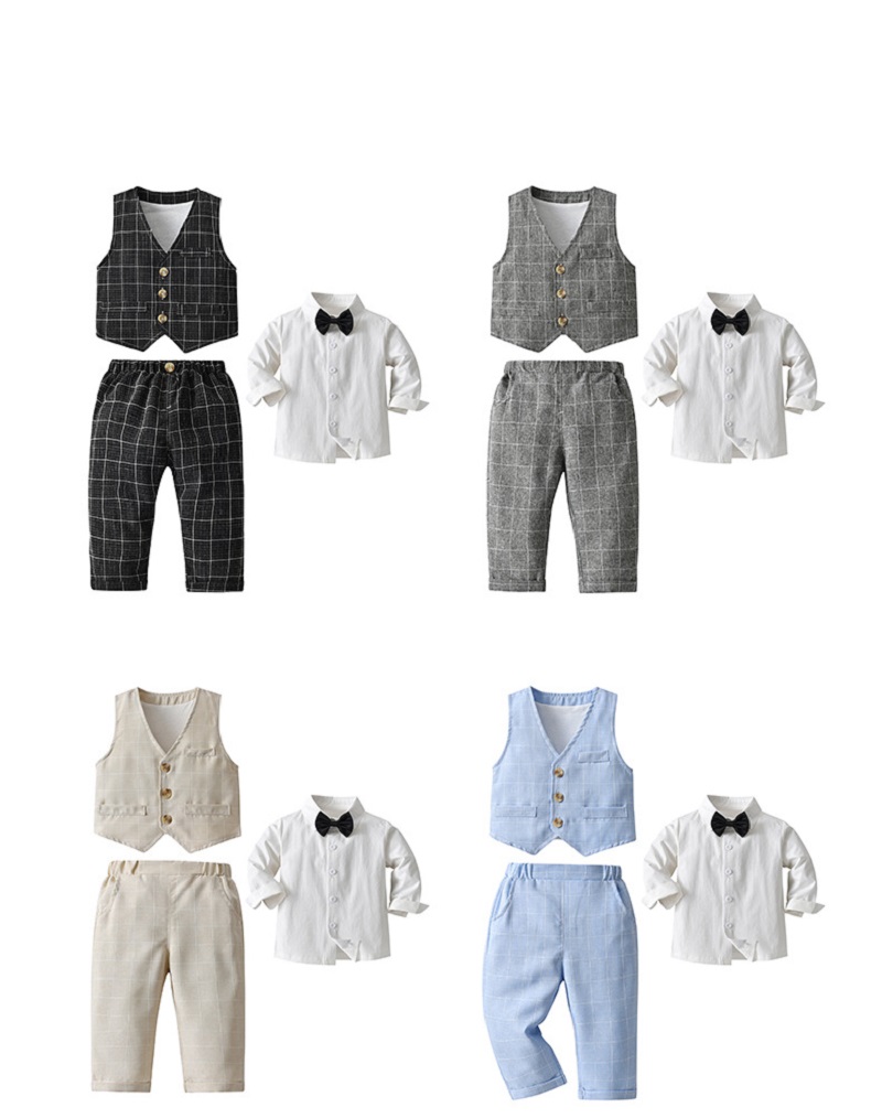 Conjunto de ropa formal a cuadros para niño