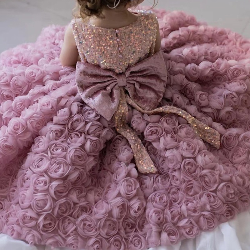 Vestido sin mangas de princesa rosa deslumbrante