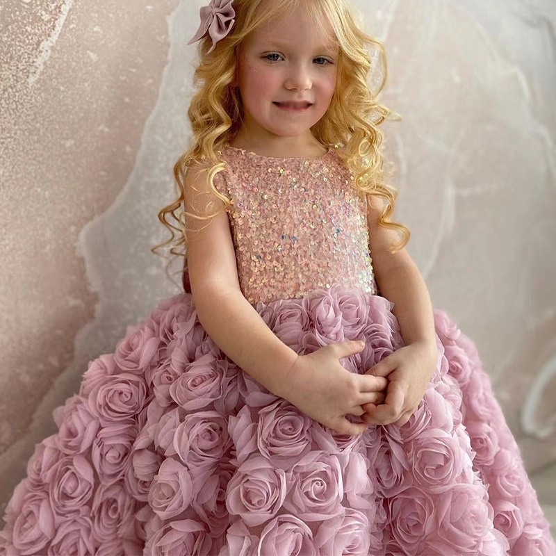 Vestido sin mangas de princesa rosa deslumbrante