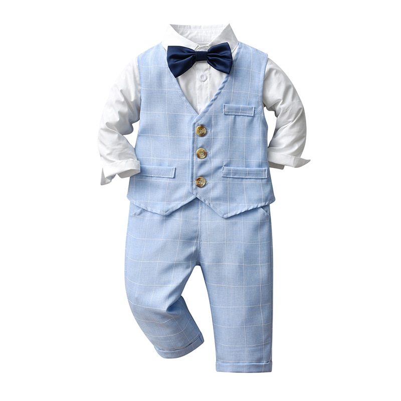 Conjunto de ropa formal a cuadros para niño