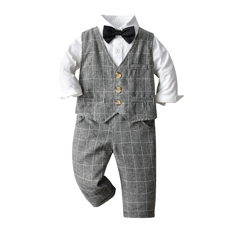 Conjunto de ropa formal a cuadros para niño