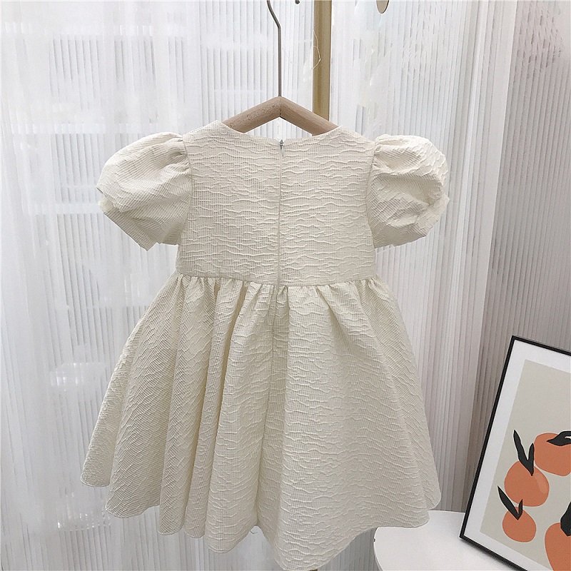 Vestido Niña Puff Relieve Blanco